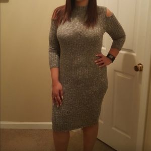 Cold shoulder sweater dress